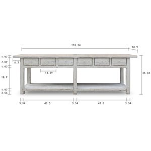 Lilys Amalfi Two Tones Console Table With 6 Drawers 110X19X35H Make To Order Eta 3-6 Month 9088-XL