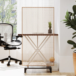 English Elm Christopher Knight Home® - STEEL Screen Divider Iron Room Partition – Gold Brushed Brown Mesh Panel, Modern Free-Standing Accent (33.5x32.5) 67262.00
