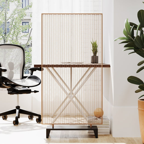 English Elm Christopher Knight Home® - STEEL Screen Divider Iron Room Partition – Gold Brushed Brown Mesh Panel, Modern Free-Standing Accent (33.5x32.5) 67262.00