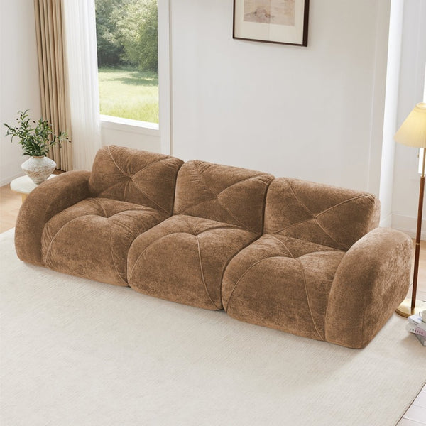 English Elm 110''boneless Velvet Modular Sectional Sofa Tufted Cloud Cushions for Living Rooms W714S01597