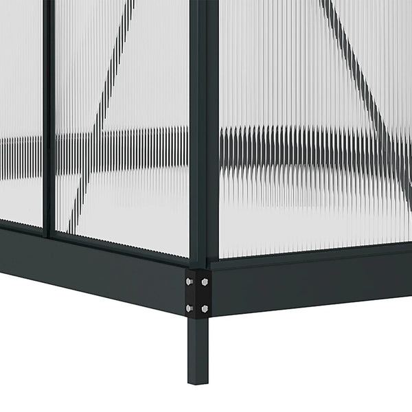 English Elm 6.2'x8.3'x6.6' Walk-in Aluminum Polycarbonate Greenhouse with Vent and Rain Gutters T3971S00062