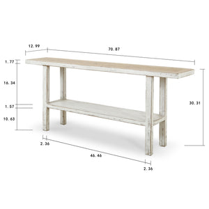 Lilys Song Console Table  With Shelf Antique Off White 9089-W