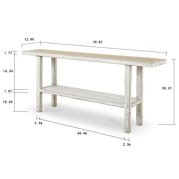 Lilys Song Console Table  With Shelf Antique Off White 9089-W