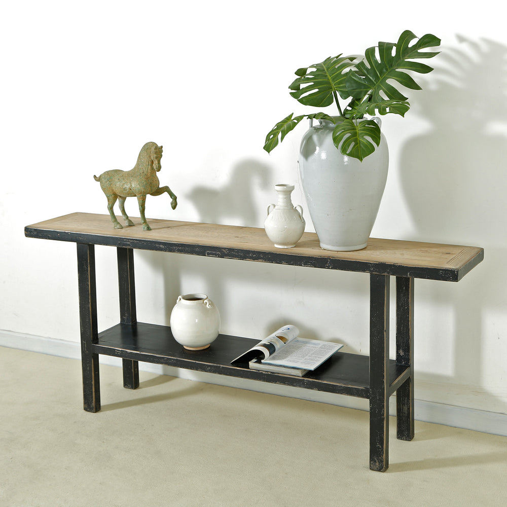 Lilys Song Console Table With Shelf Antique Black 9089-BL