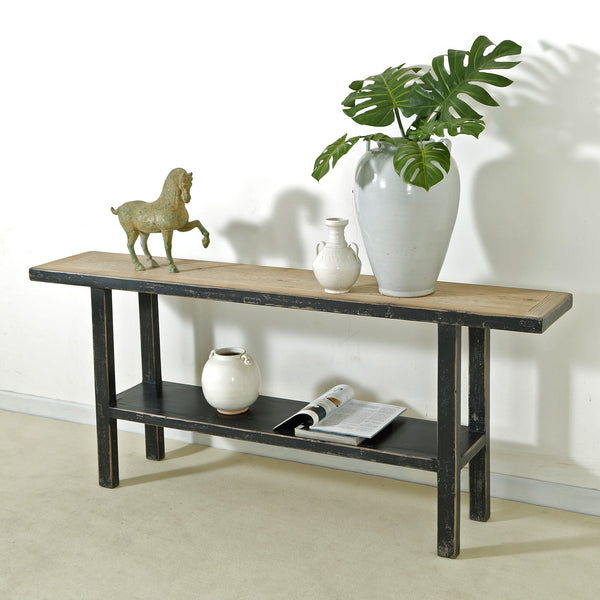 Lilys Song Console Table With Shelf Antique Black 9089-BL
