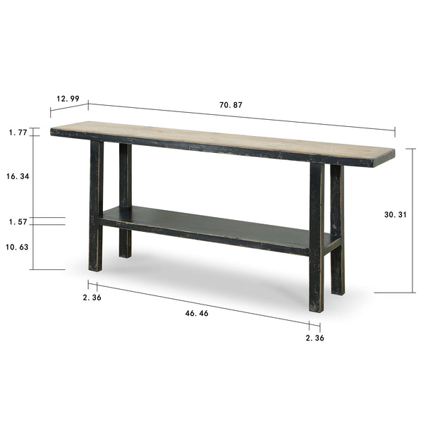 Lilys Song Console Table With Shelf Antique Black 9089-BL