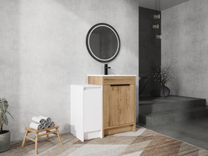 English Elm 36 Inch Freestanding Bathroom Vanity With Ceramic Sink, Soft-Close Doors & Ample Storage Space W999S00307