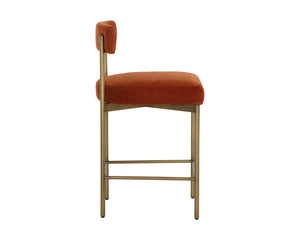 Sunpan Seneca Counter Stool - Modern Open Back Design with Stylish Steel Frame for Contemporary Spaces Antique Brass / Danny Rust