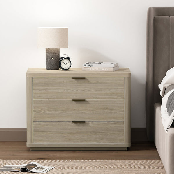 English Elm Evelyn 32" Nightstand In Natural Finish - Modern 3-Drawer Bedside Storage Solution For Any Room B365P398535