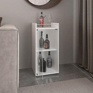 English Elm Theba Kronos White Minibar Cabinet with Double Doors and Open Shelf, Compact Modern Bar Storage B070P337130