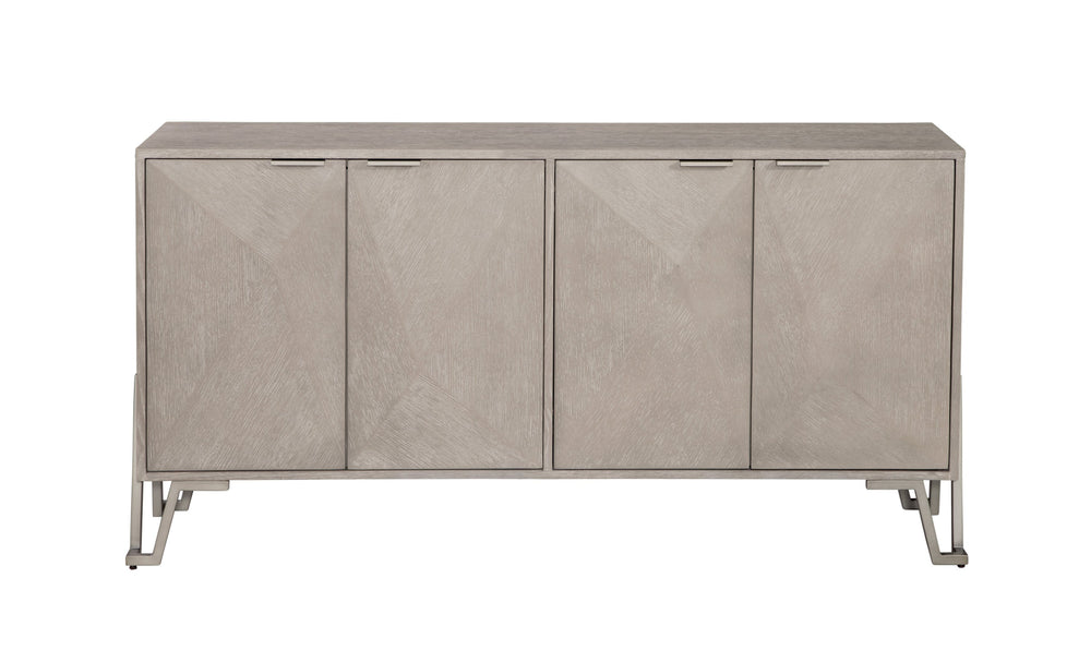 Basset Mirror Cooper Server - Modern Transitional Design In Light Gray Cerused Oak With Adjustable Shelves & Nickel Accents Gray Rubberwood Solids,Oak Veneers,Metal 9090-dr-576