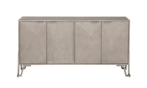 Basset Mirror Cooper Server - Modern Transitional Design In Light Gray Cerused Oak With Adjustable Shelves & Nickel Accents Gray Rubberwood Solids,Oak Veneers,Metal 9090-dr-576