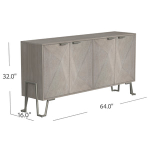 Basset Mirror Cooper Server - Modern Transitional Design In Light Gray Cerused Oak With Adjustable Shelves & Nickel Accents Gray Rubberwood Solids,Oak Veneers,Metal 9090-dr-576