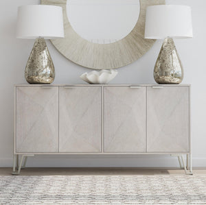 Basset Mirror Cooper Server - Modern Transitional Design In Light Gray Cerused Oak With Adjustable Shelves & Nickel Accents Gray Rubberwood Solids,Oak Veneers,Metal 9090-dr-576