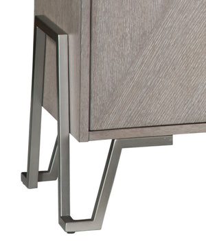 Basset Mirror Cooper Server - Modern Transitional Design In Light Gray Cerused Oak With Adjustable Shelves & Nickel Accents Gray Rubberwood Solids,Oak Veneers,Metal 9090-dr-576
