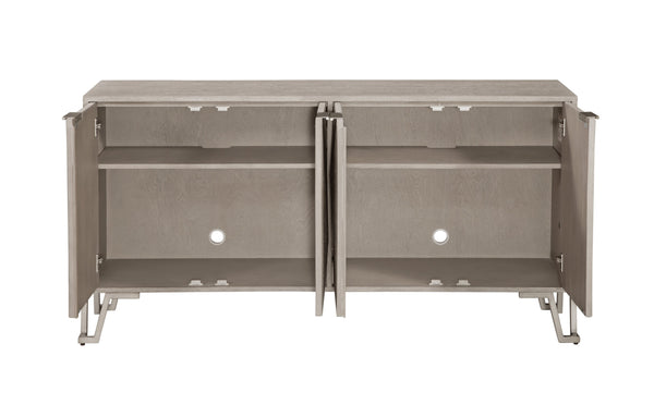 Basset Mirror Cooper Server - Modern Transitional Design In Light Gray Cerused Oak With Adjustable Shelves & Nickel Accents Gray Rubberwood Solids,Oak Veneers,Metal 9090-dr-576