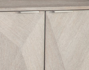 Basset Mirror Cooper Server - Modern Transitional Design In Light Gray Cerused Oak With Adjustable Shelves & Nickel Accents Gray Rubberwood Solids,Oak Veneers,Metal 9090-dr-576