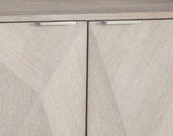 Basset Mirror Cooper Server - Modern Transitional Design In Light Gray Cerused Oak With Adjustable Shelves & Nickel Accents Gray Rubberwood Solids,Oak Veneers,Metal 9090-dr-576