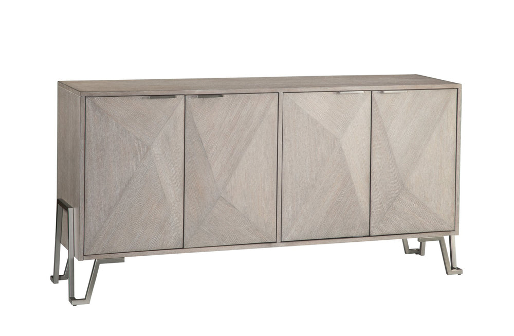 Basset Mirror Cooper Server - Modern Transitional Design In Light Gray Cerused Oak With Adjustable Shelves & Nickel Accents Gray Rubberwood Solids,Oak Veneers,Metal 9090-dr-576