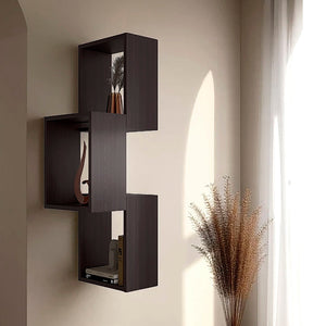 English Elm Wenge Wall-Mounted Geometric Shelf Unit — Modern Melamine Cube Display for Books, Plants & Décor, Rich Finish B062P380045