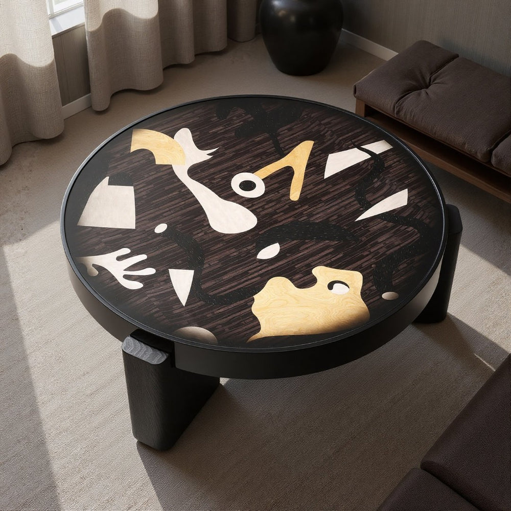 English Elm Fun Art Hand-painted Italian Minimalist Square Coffee Table for Contemporary Living Rooms T5686P508400