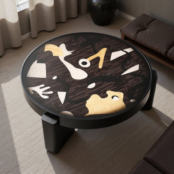 English Elm Fun Art Hand-painted Italian Minimalist Square Coffee Table for Contemporary Living Rooms T5686P508400