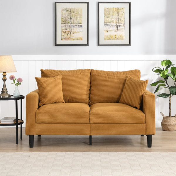 English Elm 57 High-Resilience Loveseat Sofa with Sturdy Wooden Frame, Corduroy Upholstery, Space-Saving Two-Seater Comfort Orange 32.09 L x 25.98 W x 15.55 H W2297P264494