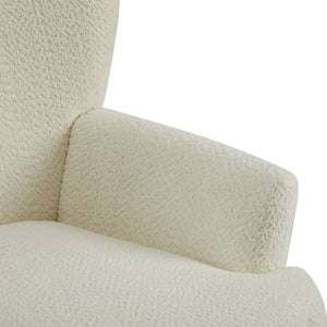 English Elm Christopher Knight Home® - Gerald Boucle Upholstered Club Chair with Tapered Birch Legs, Tonal Piping and Cozy Texture Off-White+Black 32.25 L x 27.75 W x 20.75 H N776P243710W