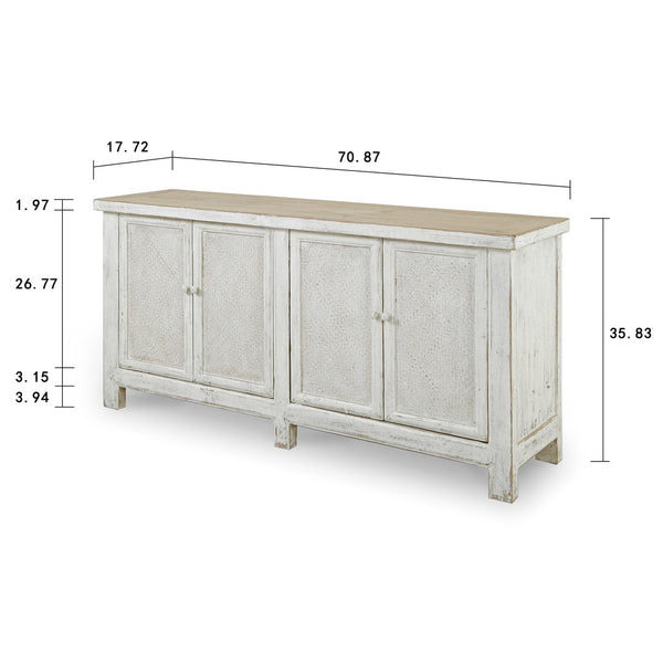 Lilys Amalfi Two Tones Sideboard With 4 Rattan Doors 9092-W