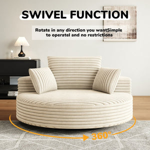 English Elm 55''l 55'l Faux Rabbit Fur Corduroy Swivel Chair Fluffy Foam Lounge Seat for Living Room W834S00445