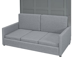 English Elm Full Size Murphy Wall Bed with Integrated Linen Sofa for Studio or Guest Room Gray LP000890AAE-1
