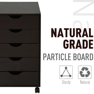 English Elm 5 Drawer Rolling File Cabinet Particleboard Nordic Home Office Storage Organizer T3971P407965