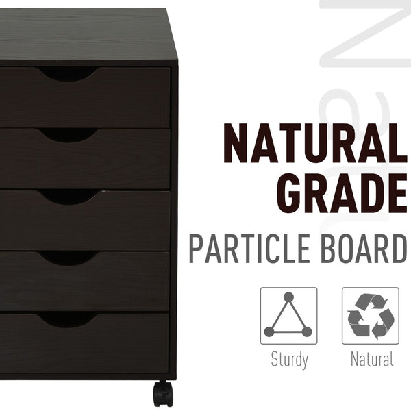 English Elm 5 Drawer Rolling File Cabinet Particleboard Nordic Home Office Storage Organizer T3971P407965