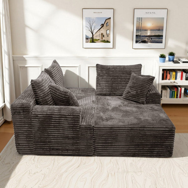 English Elm Modern Chenille Sectional Sofa with Chaise Modular L Shape for Living Room W3653P443574