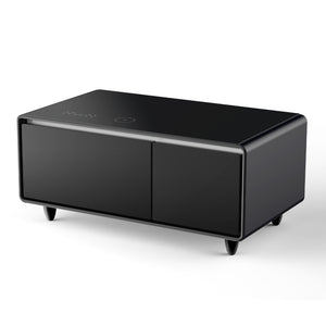English Elm Modern Smart Coffee Table With Fridge, Bluetooth Speaker, Wireless Charging & Touch Controls, Black W1172P175395