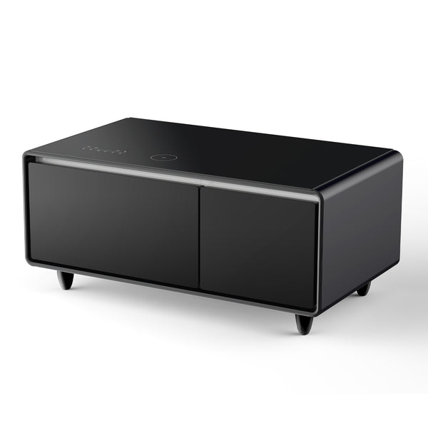 English Elm Modern Smart Coffee Table With Fridge, Bluetooth Speaker, Wireless Charging & Touch Controls, Black W1172P175395