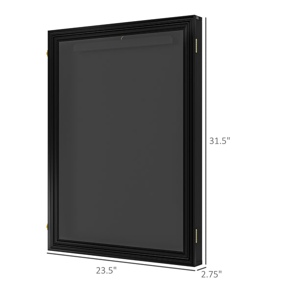 English Elm HOMCOM Black 24x32 Jersey Display Case – UV-Resistant Acrylic Shadow Box with Lockable Latches and Keys for Memorabilia Display and Wall Hanging W2225P217952
