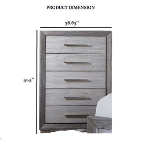 English Elm 1pc Crocodile-Embossed Chest with Diamond-Crusted Handles, Silver-Lined Panels, Glam Contemporary Appeal Gray 39 L x 20 W x 53 H B2741P369365