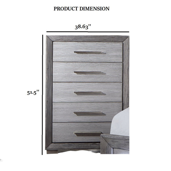 English Elm 1pc Crocodile-Embossed Chest with Diamond-Crusted Handles, Silver-Lined Panels, Glam Contemporary Appeal Gray 39 L x 20 W x 53 H B2741P369365