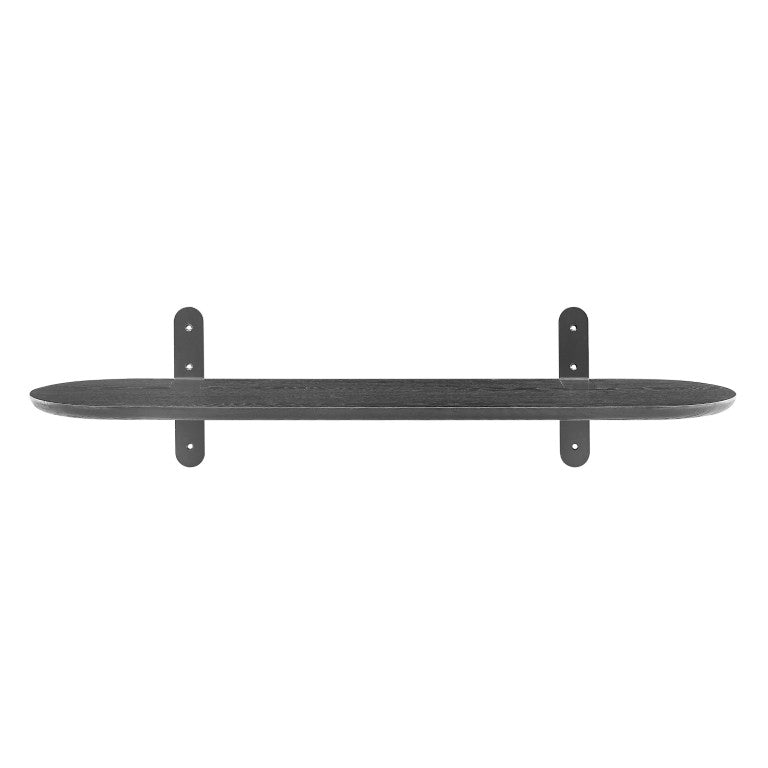 EuroStyle Catalina Ash Veneer Wall Shelf with Steel Brackets for Modern Living Spaces Black 90952-BLK
