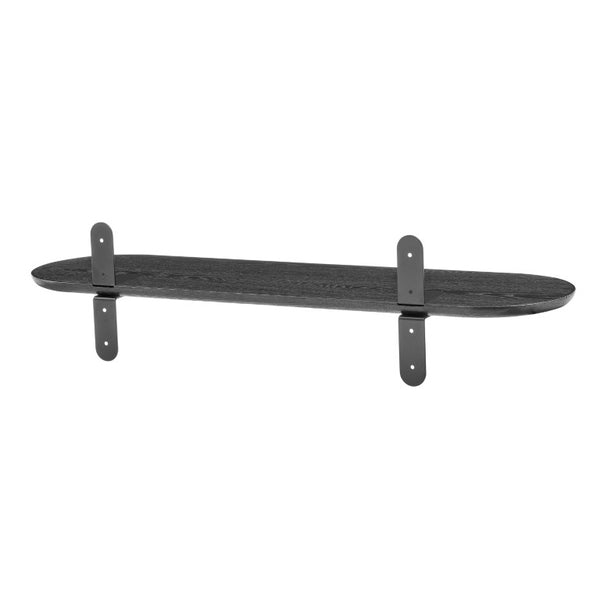 EuroStyle Catalina Ash Veneer Wall Shelf with Steel Brackets for Modern Living Spaces Black 90952-BLK