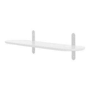 EuroStyle Catalina Ash Veneer Wall Shelf with Steel Brackets for Modern Living Spaces Matte White 90952-WHT