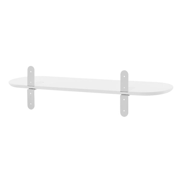 EuroStyle Catalina Ash Veneer Wall Shelf with Steel Brackets for Modern Living Spaces Matte White 90952-WHT