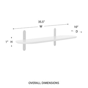 EuroStyle Catalina Ash Veneer Wall Shelf with Steel Brackets for Modern Living Spaces Matte White 90952-WHT