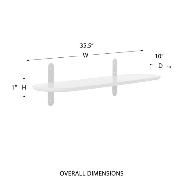 EuroStyle Catalina Ash Veneer Wall Shelf with Steel Brackets for Modern Living Spaces Matte White 90952-WHT