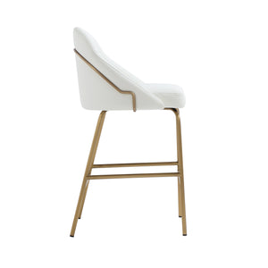 English Elm Gracie Metal Upholstered Counter Stool - Chic White And Gold Design For Modern Kitchens & Bars B365P397973