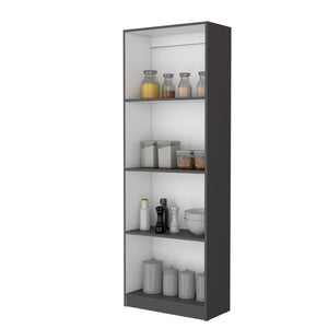 English Elm Sutton Tiered Bookcase with 4 Spacious Shelves, 71.1"H x 24.7"W x 11.7"D — Elegant White/Black/Gray Finish B128P176168