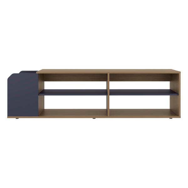 English Elm Solene Modern TV Stand with Open Shelves, Blue Walnut Finish, Durable Engineered Wood Media Console B070P391789