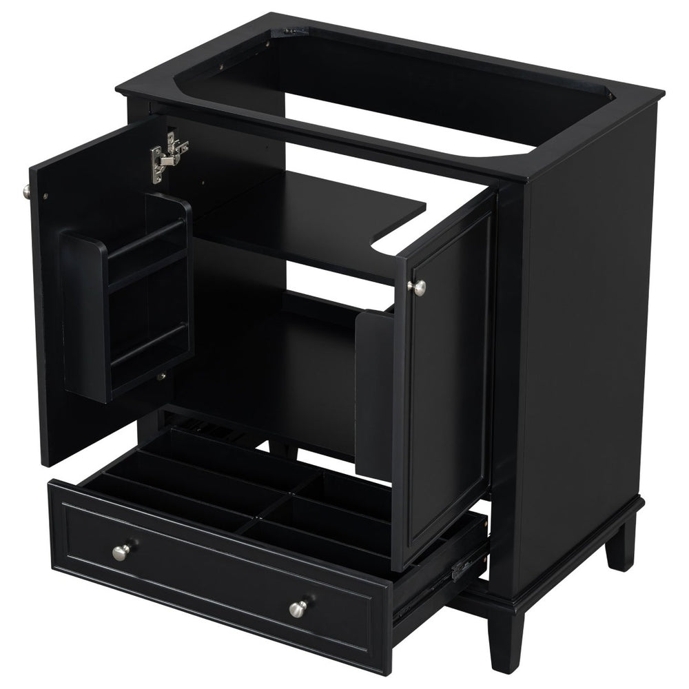English Elm 30" Matte Black Bathroom Vanity Base Solid Wood Frame Mdf Storage Cabinet Modern N725P186143B
