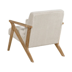 English Elm Upholstered Corduroy Accent Chair with Lumbar Pillow Rubberwood Frame Modern Sitting Room Beige B011P455639